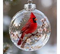 Boule transparente en forme d'oiseau en plastique ABS pour sapin de Noël (C | Construction en plastique ABS, sécurité incassable, éclat transparent, taille 8 cm, s'adapte aux petites branches