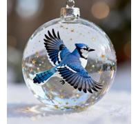 Boule transparente en forme d'oiseau en plastique ABS pour sapin de Noël (E | Construction en plastique ABS, sécurité incassable, éclat transparent, taille 8 cm, s'adapte aux petites branches
