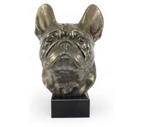 Bouledogue français - buste de chien, grande sculpture, tête de chien sur socle en pierre, décoration de bureau de la marque Art-Dog