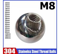 Boules à filetage M8 OD 15/16/17/18 ~ 200mm, en acier inoxydable 304, demi-trou, boule de perçage, trou borgne, filetage femelle métrique, 1 à 50 pièces 5pcs