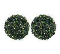 Boules de buis artificielles avec LED 2 pcs vert 45 cm