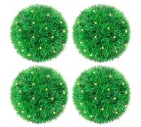 Boules de buis artificielles avec LED 4 pcs vert 12 cm