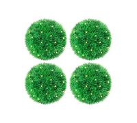 Boules de buis artificielles avec LED 4 pcs vert 12 cm