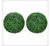 Boules de buis artificielles - HOMCOM - Set de 2 avec protection UV - Intérieur/Extérieur - Vert
