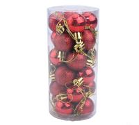 Boules De Noël 3cm 24pcs Incassables Brillant Mat Pailleté Divers Modèles | Plastique léger huit couleurs utilisable pour hôtel bureau festive installation boîte pratique