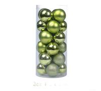 Boules De Noël 3cm 24pcs Incassables Brillant Mat Pailleté Divers Modèles | Plastique léger huit couleurs utilisable pour hôtel bureau festive installation boîte pratique
