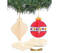Boules de Noël 3D en Bois parfaites pour Les Loisirs créatifs et Les décorations de Noël des Enfants (Lot de 6) AV605
