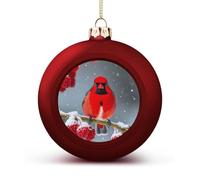 Boules de Noël à suspendre - Oiseaux cardinaux - Canneberges de neige - Boules de Noël de style rouge - Décorations de fête pour les fêtes de fin d'année, décoration d'intérieur