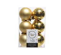 Boules de Noël - Alpine - Lot de 12 - Plastique - 6 cm - Couleur Or