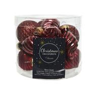 Boules de Noël en verre strié, mélange 3-5cm sang de boeuf, 12 pièces