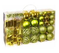 Boules de Noël - HENRY BRUBAKER - Set de 101 pièces - Vert clair - Surfaces brillantes, mates et scintillantes - Rond