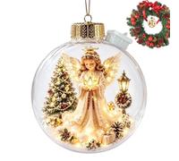 Boules de Noël - Ornements LED transparents - Décoration de Noël éclairée | Design décoratif transparent, thème Père Noël et élan, éclairage LED, décoration suspendue festive, présentation simple
