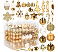 Boules de Sapin de Noël SPRINGOS 155 pièces. Décorations de Noël en Plastique de Couleur Or Couronne de l'Avent de Sapin de Noël