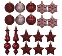 Boules de Noël - SPRINGOS - Lot de 18 - Bordeaux - Brillantes - Mat et Pailleté