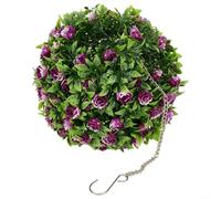 Boules de roses artificielles, panier de jardin topiaire à suspendre, boule d'herbe d'aménagement paysager pour décoration extérieure (F 25 cm)