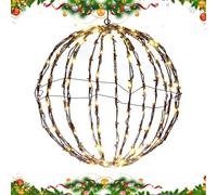 Boules Solaires pour Jardin | Boule Lumineuse Sphère De Noël Pliable 50x50cm | Boule De Verre Craquelée, Nouveauté D'extérieur, Ornements De Globe, Décor Festif pour Porche, Patio, Arbres