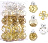 Boules transparentes peintes en PET pour sapin de Noël (jaune doré) | Boules de Noël transparentes pour décoration d'arbre, maison, jardin