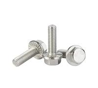 Boulon à bride hexagonale en acier inoxydable 304, M4 M5 M6 M8 M10 M12, tête de rondelle à bride dentelée, boulon hexagonal DIN6921 GB5787, 1 à 10 pièces(16mm,M4 10pcs)