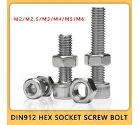 Boulon à douille hexagonale en acier inoxydable 304, M2 M2.5 M3 M4 M5 M6, filetage métrique DIN912, vis Allen, vis métalliques, boulons à capuchon hexagonal Bolts Nut Set
