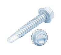 Boulon hexagonal à bride, rondelle hexagonale externe vis autoperceuse bleu blanc zingué M4.2 .8 M5.5 M6.3 8# 10# 12# 14#(M4.2x32mm 20pcs)