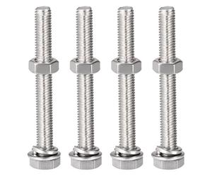 Boulon SOURCING MAP 4 Kits M8 x 65mm Tête Vis Boulons Écrous Plat Blocage Rondelles Kits 304 Inox Entièrement Enfilé Hexagonal