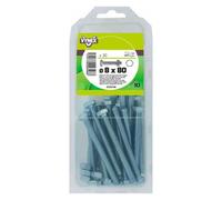 Boulon tête hexagonale acier zingué Ø 8 x L 80 mm - Paquet de 30