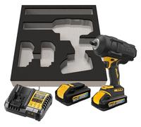 Boulonneuse à chocs XR 18V - 1/2' - DEWALT - avec 2 batteries 18V 5.0Ah - chargeur - mousse pour servante - DCF961H2G-QW