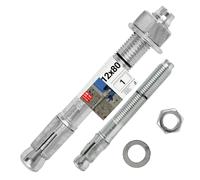 Boulons ancrage béton 12x80 - Cheville molly acier zingué avec goujon, tige filetée, écrou, rondelle - Fixation charge lourde, vis béton, scellement chimique - Ancrage robuste Lun Fix