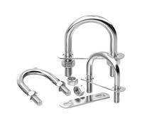 Boulons en U en acier inoxydable M6 M8 304 avec écrous à plaque, collier de serrage rond en forme de U, support de tube en U, boucle fixe, plaque de 2 mm(M8x102x129 2Sets)