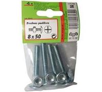 Boulons poelier à tête hexagonale VYNEX 8 x 50 mm zingué lot de 4 Argent (zingué)