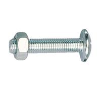 Boulons poêliers tête ronde acier zingué blanc entièrement filetés, diamètre 8 mm, longueur 30 mm, boîte de 100 boulons