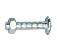 Boulons poêliers tête ronde acier zingué blanc entièrement filetés, diamètre 8 mm, longueur 60 mm, boîte de 100 boulons