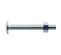 Boulons poêliers tête ronde large fendue en croix acier zingué blanc GFD - Longueur 40 mm - Diamètre 8 mm - Vendu par 100