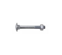 Boulons tête ronde collet carré Japy acier zingué blanc partiellement filetés, Ø 10 mm, longueur 140 mm, boîte de 25