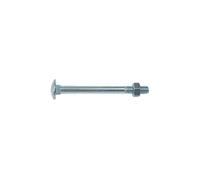 Boulons tête ronde collet carré japy acier zingué blanc partiellement filetés, ø 10 mm, longueur 70 mm, boîte de 100 - - zingué blanc