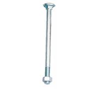 Boulons tête ronde collet carré Japy acier zingué blanc partiellement filetés, Ø 8 mm, longueur 40 mm, boîte de 100