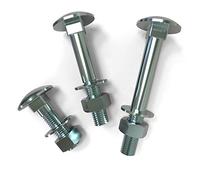 Boulons tête ronde collet carré M5-M12 Vis TRCC avec Écrou et Rondelle en acier galvanisé choix: 10 x M10x180