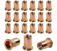 BOUMVID 100 Pièces M4 écrous à Sertir, Ronds Aveugles Insers Fileté Riveteuse, Écrou Insert Riveter Manchon en Acier Au Carbone Galvanisé, Écrous à Rivets Flat Head Threaded Rivet Nuts
