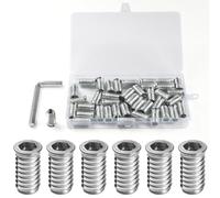 BOUMVID Insert Fileté Bois M6 x 25mm, 40 Pièces Douille Filetée Visser Écrous à Bois Acier au Carbone Zinc Intérieur Manchons a Visse Vis Tête, Inserts D'écrou Ecrou Hexagonal pour Meubles en Bois