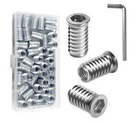 BOUMVID Insert Fileté Bois M8 x 20mm, 40 Pièces Douille Filetée Visser Écrous à Bois Acier au Carbone Zinc Intérieur Manchons a Visse Vis Tête, Inserts D'écrou Ecrou Hexagonal pour Meubles en Bois