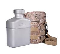 Boundless Voyage Ti15158A Bouteille d'eau militaire en titane avec sac de transport 1100 ml