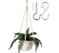 Bouqlife Grand Cintre en macramé de 109 cm pour Pot de 30,5 cm, Extra Long, sans Pompon, Corde en Coton à Suspendre avec Crochet de Plafond, décoration d'intérieur bohème