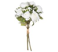 Bouquet artificiel de 14 Roses - H. 40 cm - Blanc