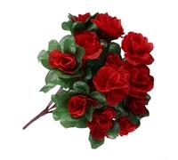 Bouquet d'azalées artificielles en soie, fleurs de rhododendrons artificielles pour maison, table, fête, mur, jardin, décoration extérieure, composition florale artificielle de 35 cm (rouge)