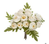 Bouquet de 18 mini camélias artificiels blanc H30cm - Atmosphera Créateur d'intérieur