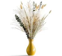 Bouquet de 7 tiges de Fleurs séchées Naturelles, Herbe de la Pampa et Eucalyptus, décoration bohème Neutre pour la Maison, Composition Florale de Mariage, Remplissage de Vase Style Ferme, Fleurs