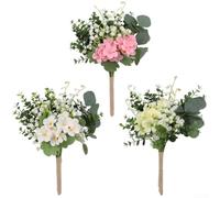 Bouquet de fleurs artificielles avec feuilles d'eucalyptus - Pivoine en soie pour décoration d'intérieur, arrangement de table de fête de mariage, 40 x 25 cm (lot de 2) (blanc)