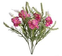 Bouquet de fleurs artificielles de lavande 36 cm avec tissu gaufré et sérigraphie, convient pour décoration de mariage et d'événement (rouge)
