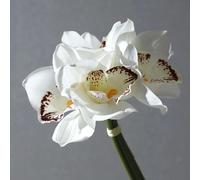 Bouquet de fleurs artificielles en soie Cymbidium 4 têtes sensation d'hydratation orchidée papillon décor de mariage de salon, de maison Orange