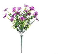 Bouquet de marguerites artificielles et d'eucalyptus à 7 branches en soie synthétique pour plantes d'extérieur, décoration florale de table d'intérieur (violet)